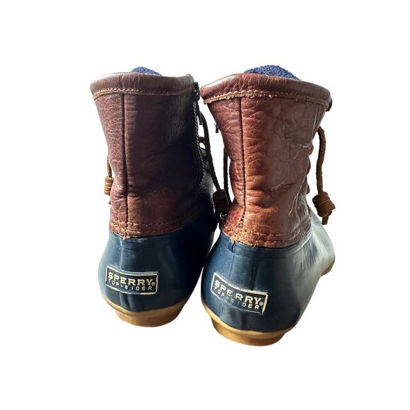 Sperry Size 9 Tan Brown Blue Rubber Hunting Duck Boots Bootie Outdoor Winter - Picture 10 of 13